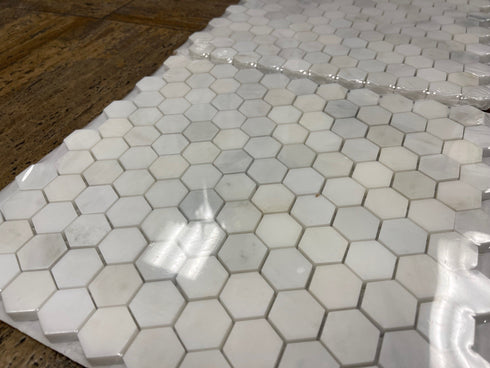 Oriental White Hexagon Mosaic Tile 1x1"